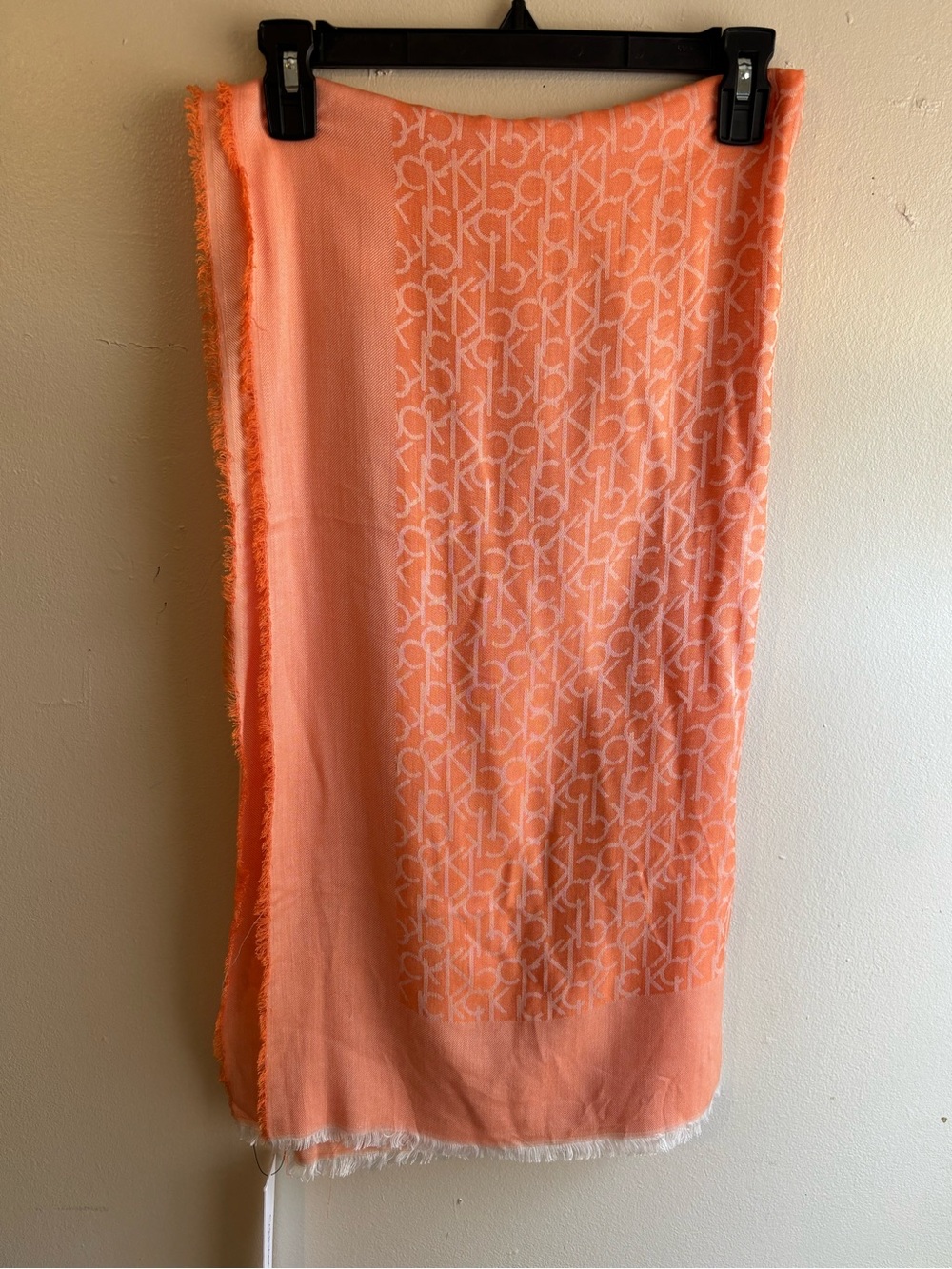Calvin Klein Peach/Orange Monogram Scarf Pashmina NWT